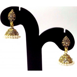 Golden Oxidized Earrings Jhumka Jhumki Jewelry Bollywood Drop Dangle Long EA169